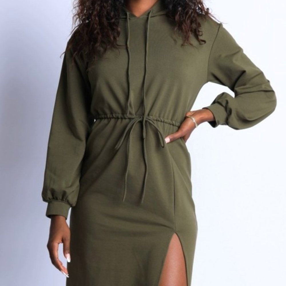 Hooded Dress with side slit
